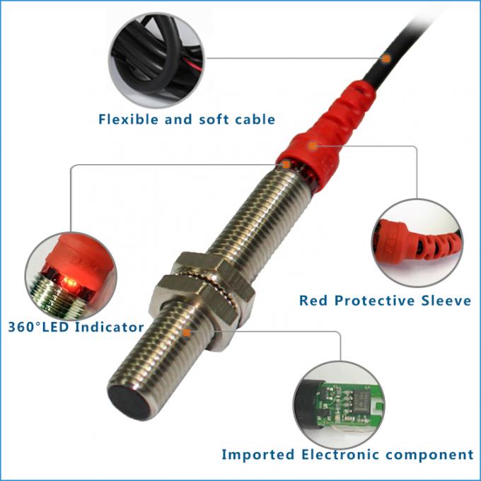 12V tipo interurbano di percezione del sensore di prossimità dei cavi M8 NPN di vampata 3 2mm